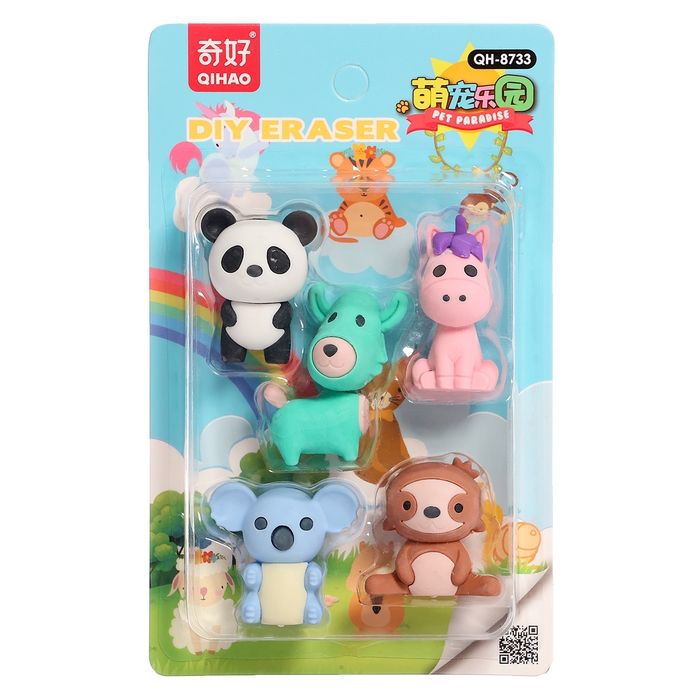 Игровой набор ластиков «Зверушки», 5 шт., МИКС Игровой набор ластиков «Зверушки», 5 шт., МИКС