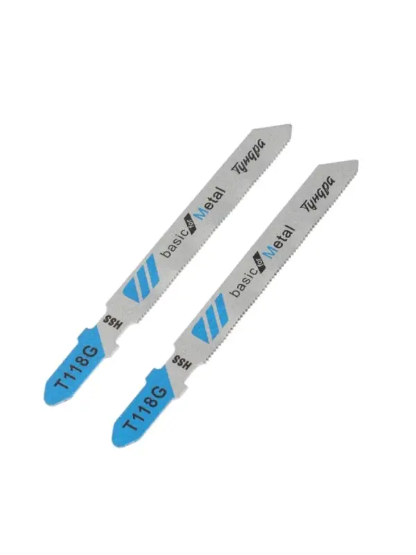 Пилки для лобзиков ТУНДРА, по металлу, прямой рез, HSS, 50/75&times;0.8 мм, 2 шт.