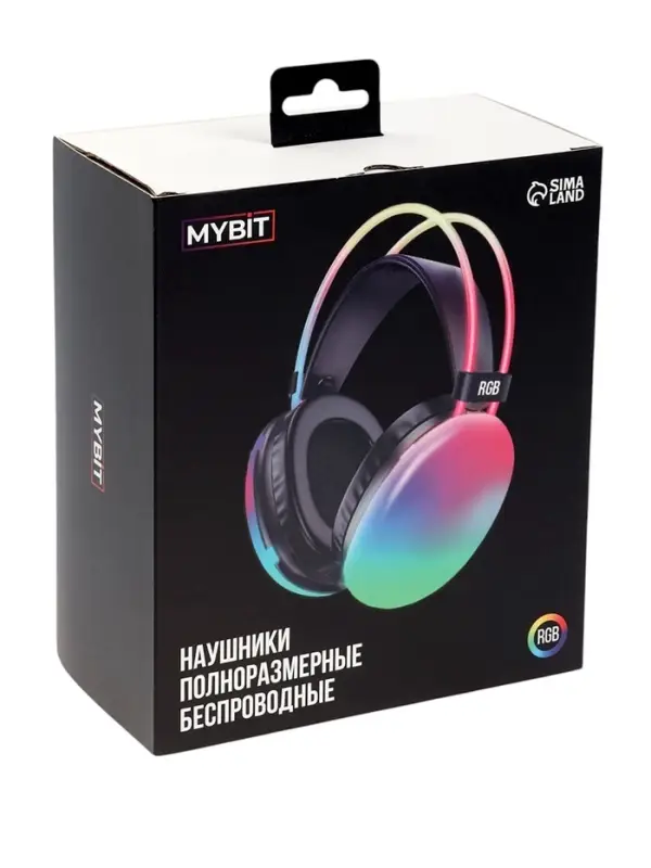 Наушники беспроводные, полноразмерные, Mybit W-33, RGB подсветка, Bluetooth 5.3, 800 мАч, Type-C, RGB подсветка, розовые