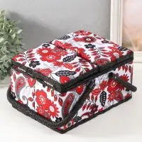 Шкатулка для рукоделия и шитья &laquo;Народный цветочный узор&raquo;, хранение ниток, иголок, мелочи, 19&times;26&times;14.5 см