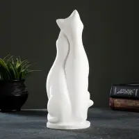 Фигурка гипс &laquo;Пара кошек&raquo;, белая, 10&times;27&times;10 см