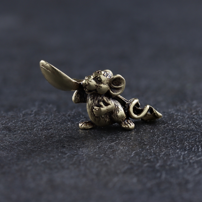 Сувенир кошельковый Сувенир кошельковый "Мышка с ложкой", латунь 1х2,5х0,3 см