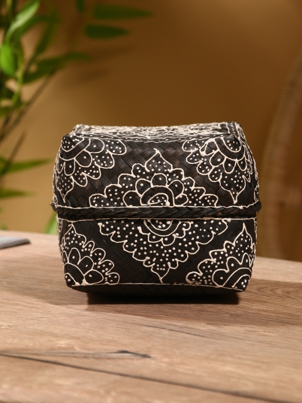 Корзинка плетеная "Бонтанг" бамбук 16х16х12 см, тёмная