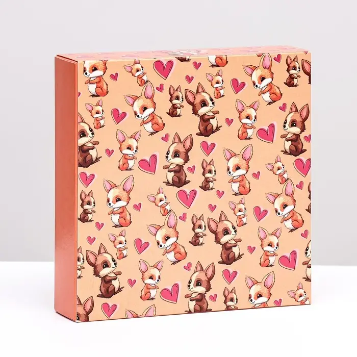 Коробка под 8 конфет + шоколад, с окном, «Лисички» 17.7×17.85×3.85 см Коробка под 8 конфет + шоколад, с окном, «Лисички» 17.7×17.85×3.85 см