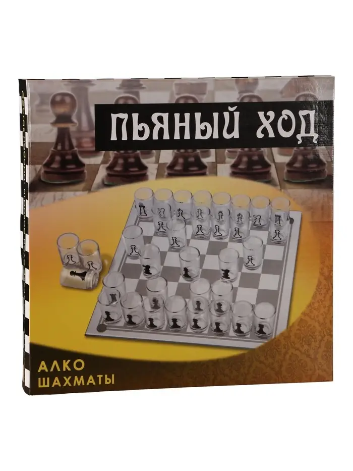 Игра алкогольная &laquo;Пьяные шахматы&raquo;, для взрослых, 32 рюмки, стекло, поле 35&times;35 см