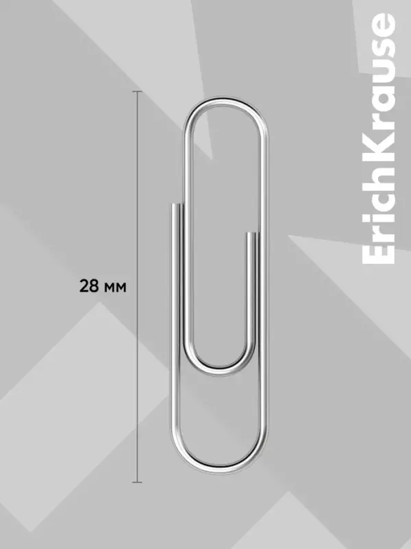 Скрепки канцелярские ErichKrause, 33 мм, 100 шт., оцинкованные, картонная упаковка