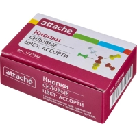 Кнопки силовые д/пробковых досок Attache,пластик,ассорти, 50 шт/уп