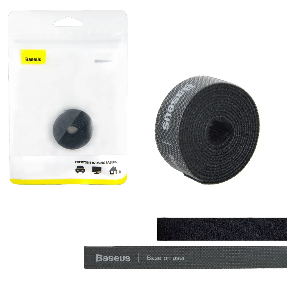 Стяжка для проводов на липучке Baseus Rainbow Circle Velcro Straps 1m Black ACMGT-E01