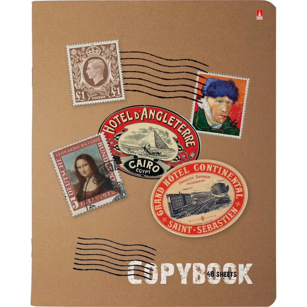 Тетрадь общая А5 ,48л, клетка,скрепка, МАРКИ МИРА, 5 шт в уп,7-48-619/5