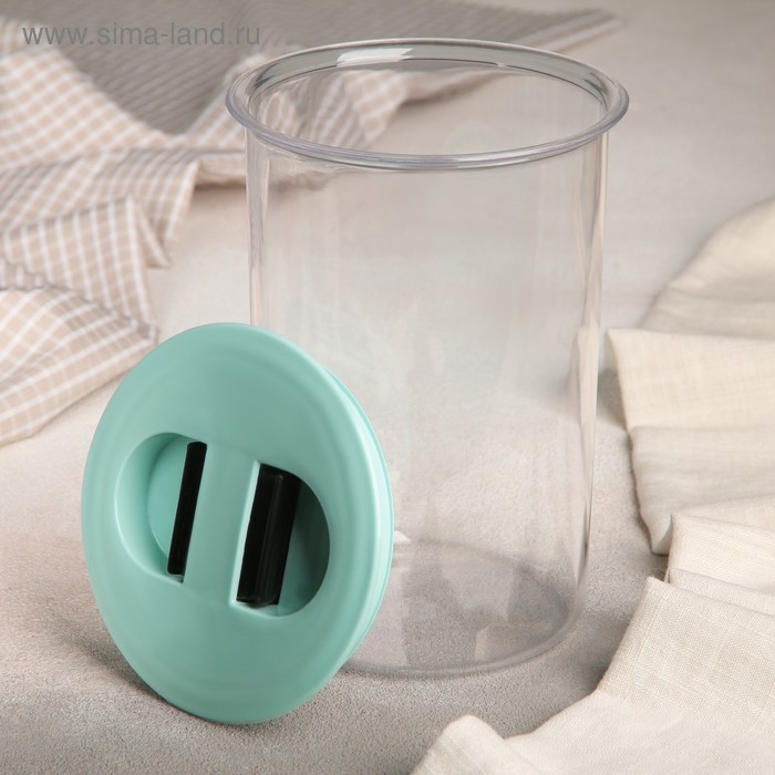 Банка для сыпучих продуктов, круглая 1 л, прозрачная, крышка МИКС