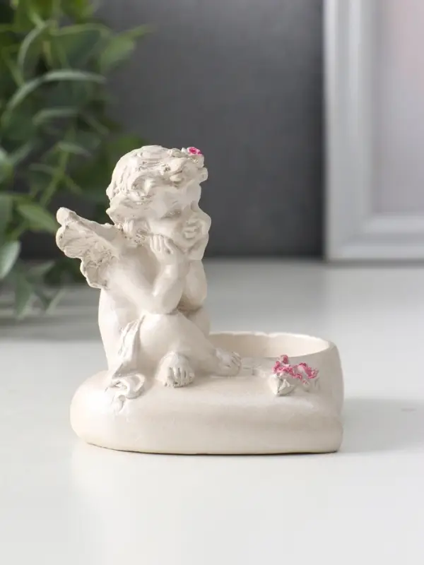 Фигурка - подсвечник на 1 свечу &laquo;Ангел на сердце&raquo;, 8&times;7&times;7.5 см, перламутр