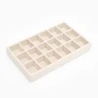 Подставка для украшений QF, 18 ячеек, флок, 21&times;12.3&times;2.5 см, бежевая