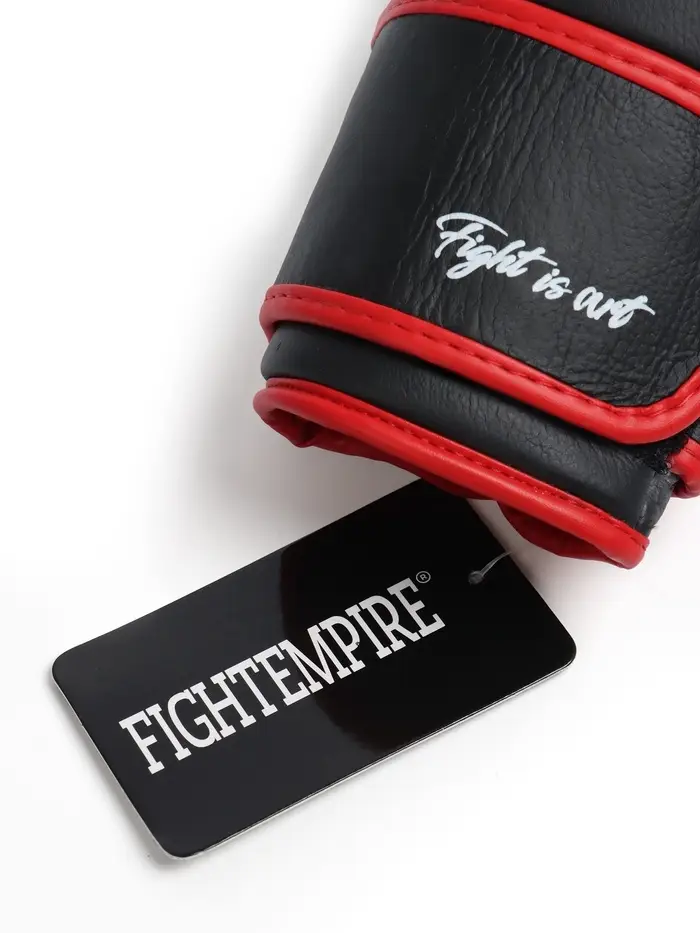 Боксерские перчатки FIGHT EMPIRE, ART, натуральная кожа, чёрные, размер 14 oz
