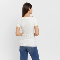Футболка женская с вырезом лодочка MINAKU SLIM FIT: цвет ваниль, р-р 44