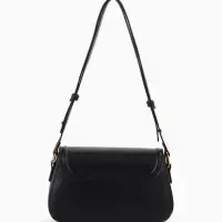 Сумка женская мессенджер TEXTURA на клапане, 23&times;6&times;13 см, чёрная