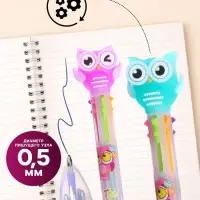 Ручка шариковая &laquo;Совы&raquo;, автоматическая, 6-цветная, корпус с рисунком