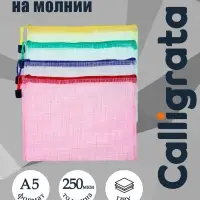 Папка-конверт на молнии Calligrata &laquo;Клеточка&raquo; А5, (240&times;170 мм), МИКС