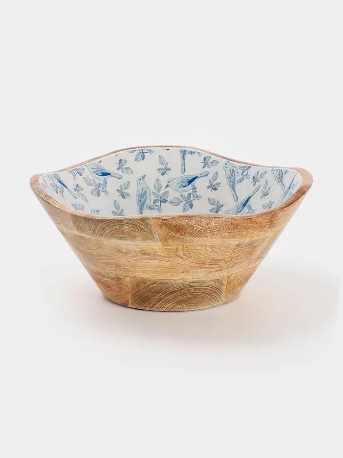 Салатник &laquo;Синие птицы&raquo;, 29&times;29&times;11 см, дерево манго