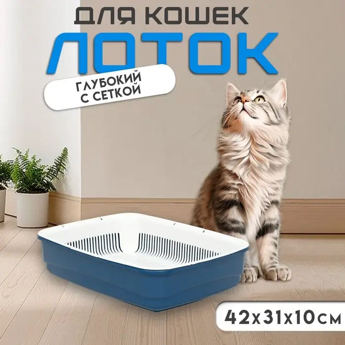 Лоток большой с сеткой Atlantis &laquo;Стандарт&raquo;, 42&times;31&times;10 см, синий