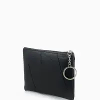 Кошелёк-монетница на молнии, однотонный, 15&times;0.5&times;11 см, чёрный