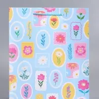 Пакет подарочный ламинированный "Цветы в рамке" 26 х 12 х 32 см