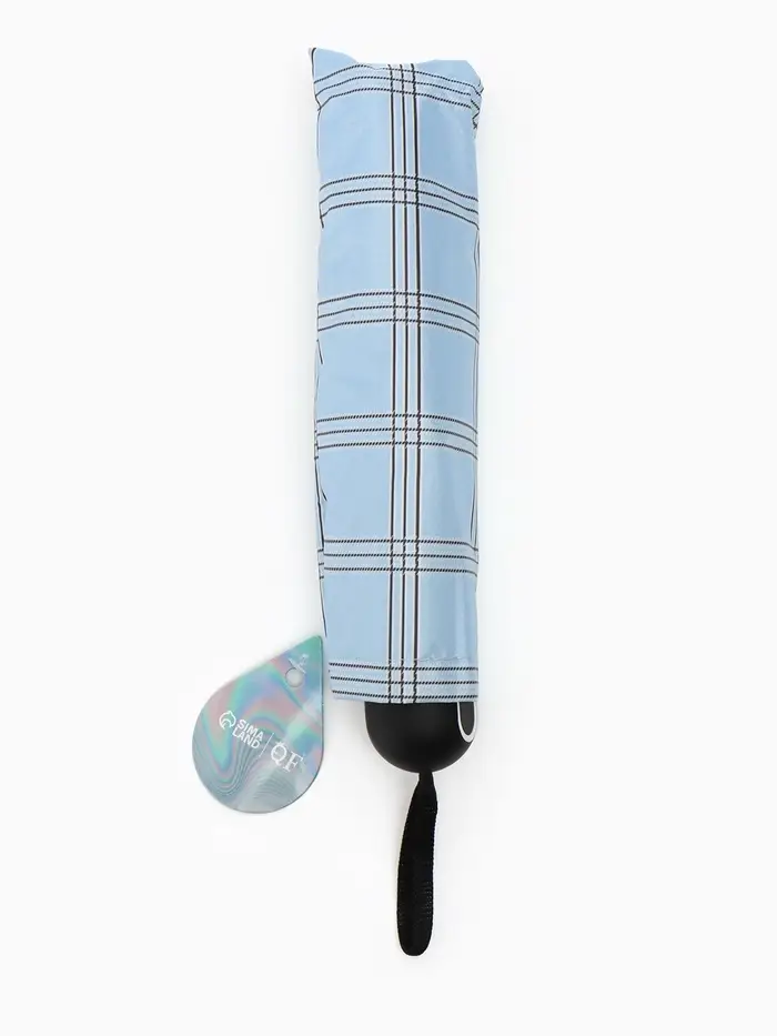 Зонт мех R47/55 8сп 4сл эпонж В/У УФ КЛЕТКА прямая ручка с/рез голубой пакет