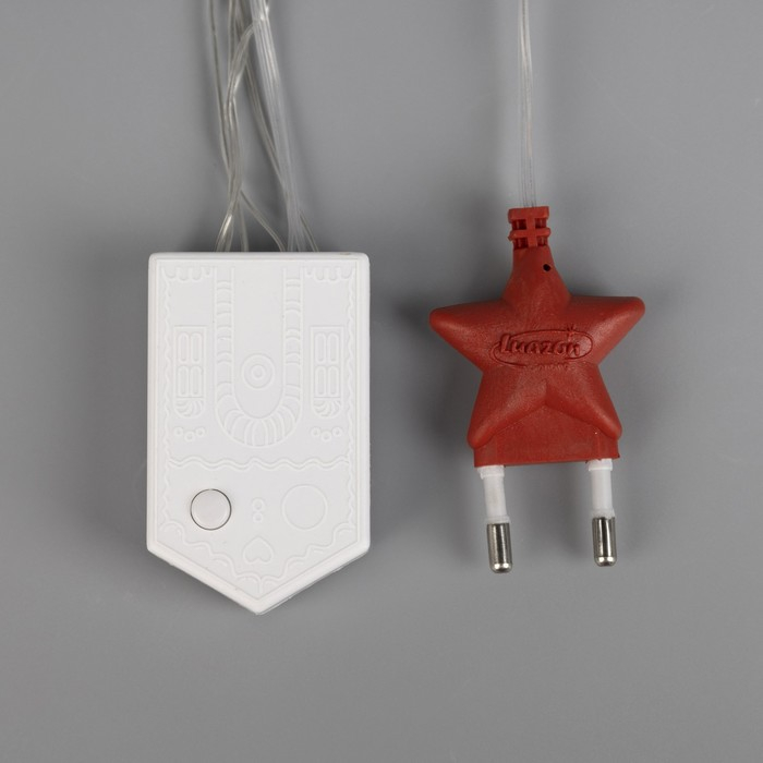 Гирлянда «Бахрома» 1.8 × 0.5 м, IP20, прозрачная нить, 48 LED, свечение тёплое белое, 8 режимов, 220 В