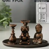 Набор фигурок на подставке &laquo;Буддийский&raquo;, высота 13 см, винтажная бронза