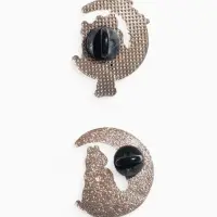 Набор значков (2 шт.) &laquo;Коты на Луне&raquo;, цветной в золоте