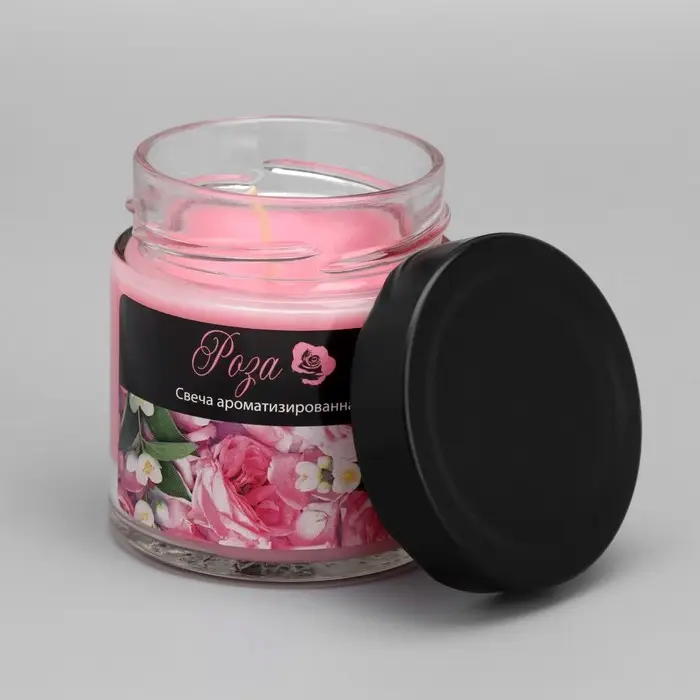 Свеча в банке ароматическая Свеча в банке ароматическая "Роза", 25 ч
