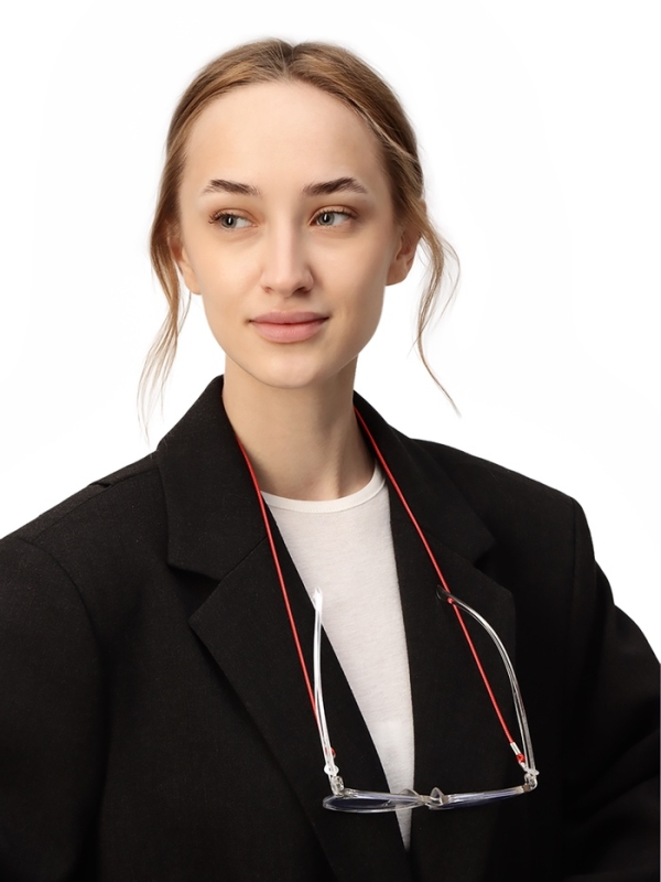 Шнурок для очков на шею 70 см силиконовый, красный Шнурок для очков на шею 70 см силиконовый, красный