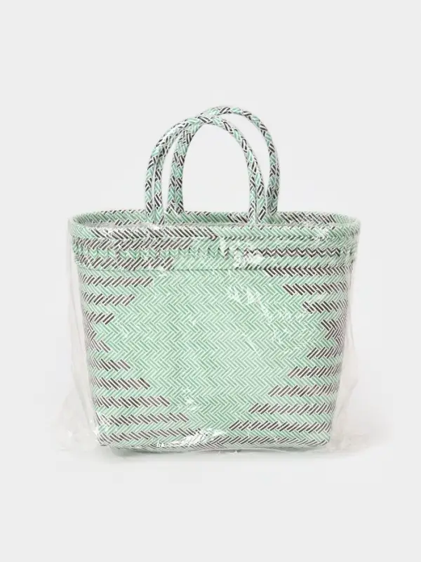 Сумка плетёная, 30&times;15&times;35 см, пластик, бирюзовая с чёрным