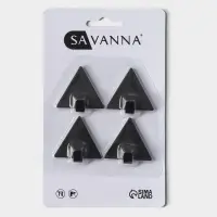 Крючки самоклеящиеся SAVANNA Black Loft, 4 шт., металл, грань 4 см, 4&times;3.9&times;1.5 см, чёрные