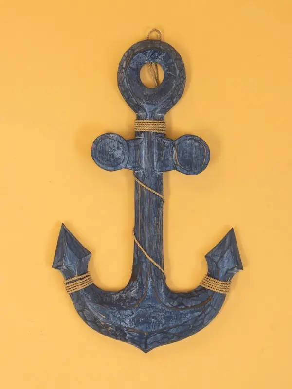 Декор интерьерный "Якорь" дерево 23х2х40 см, цв. синий