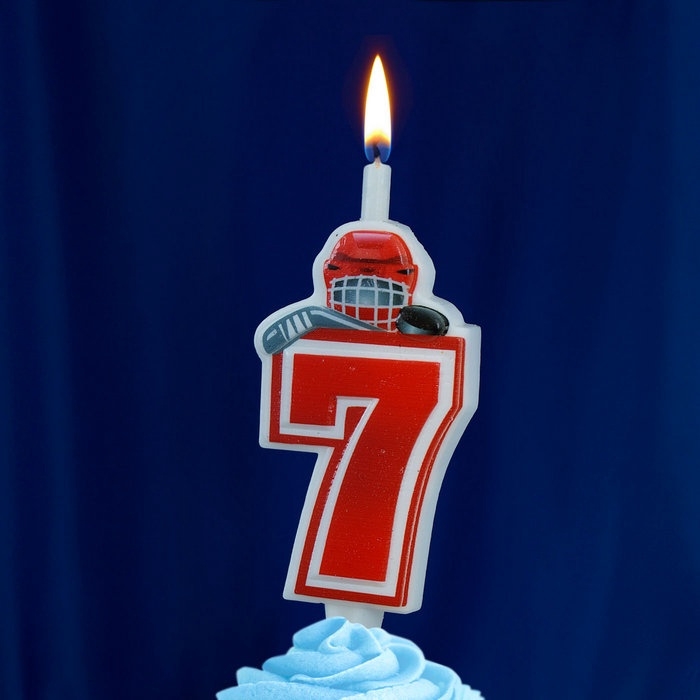 Свеча в торт «Хоккейная», цифра 7, красная