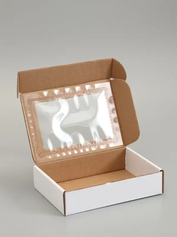 Коробка самосборная, белая с окном, 21 х 15 х 5 см