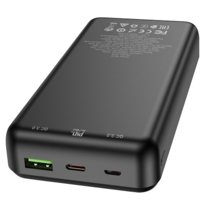 Внешний аккумулятор Hoco J87А, 20000 мАч, 1 USB, 1 Type-C, 3 А, дисплей, чёрный