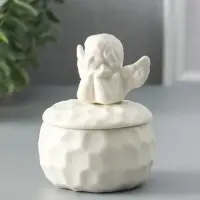 Шкатулка для украшений с крышкой &laquo;Ангелочек&raquo;, керамика, белая, 8&times;8&times;10.5 см