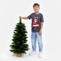 Футболка детская KAFTAN "Xmas family" , размер 34 (122-128), цвет серый