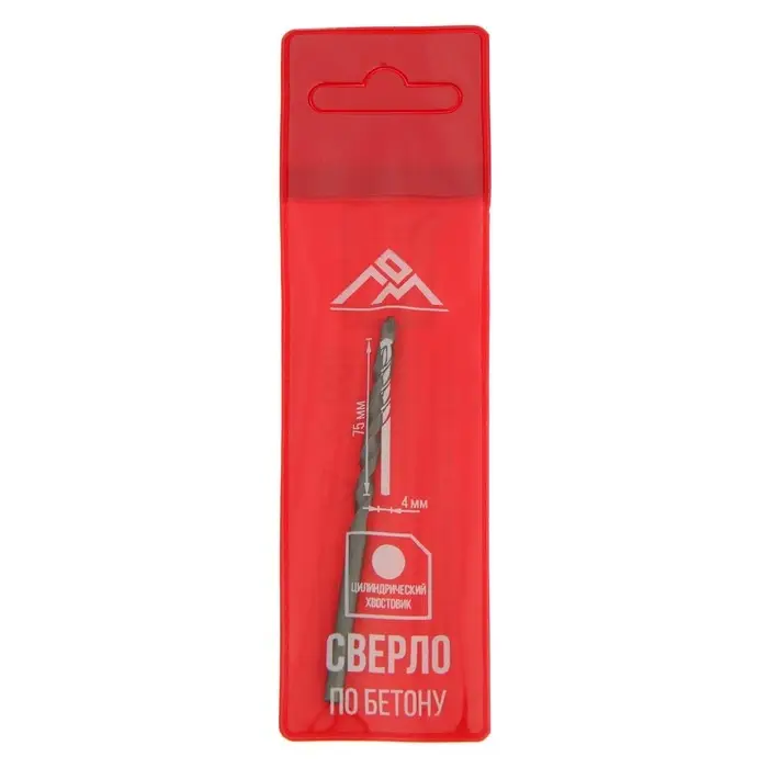 Сверло по бетону ЛОМ, цилиндрический хвостовик, 4×75 мм Сверло по бетону ЛОМ, цилиндрический хвостовик, 4×75 мм