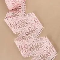 Кружево гипюровое, 83 мм, 11&plusmn;1 м, цвет нежно-розовый