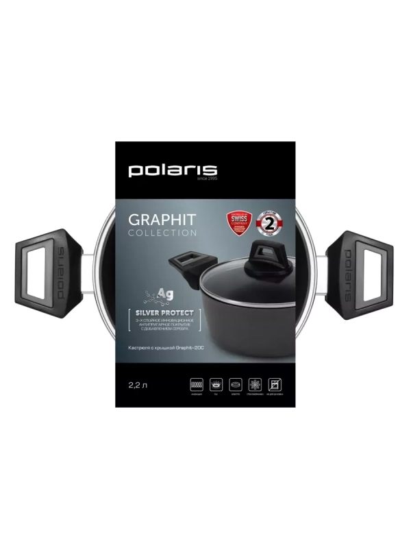 Кастрюля со стеклянной крышкой 20 см Graphit-20C 2,2 литра