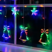 Гирлянда &laquo;Бахрома&raquo; 2.4&times;0.9 м с насадками &laquo;Колокольчики&raquo;, IP20, прозрачная нить, 138 LED, свечение мульти, 8 режимов, 220 В