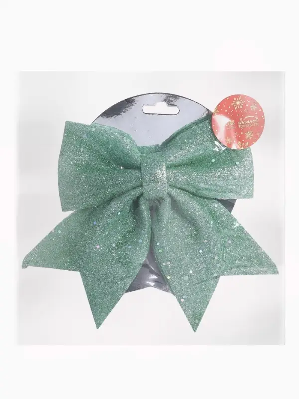 Ёлочная игрушка &laquo;Зимнее волшебство. Бант блеск&raquo; пластик, 20&times;18 см, светло-зелёный