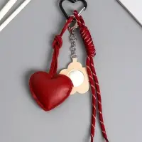 Брелок на карабине кожзам, текстиль "Сердце с цветком" бордо, с узлом, с зеркалом 26х7х2 Брелок на карабине кожзам, текстиль "Сердце с цветком" бордо, с узлом, с зеркалом 26х7х2