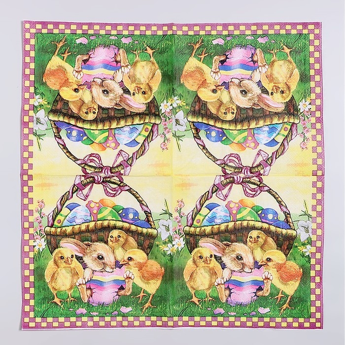 Салфетки бумажные «Пасхальная корзина» 33х33 см, набор 20 шт Салфетки бумажные «Пасхальная корзина» 33х33 см, набор 20 шт