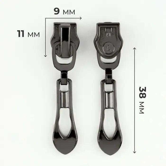 Бегунок автоматический для молнии &laquo;Спираль&raquo;, №7, декоративный &laquo;Винтаж&raquo;, 10 шт., цвет чёрный никель