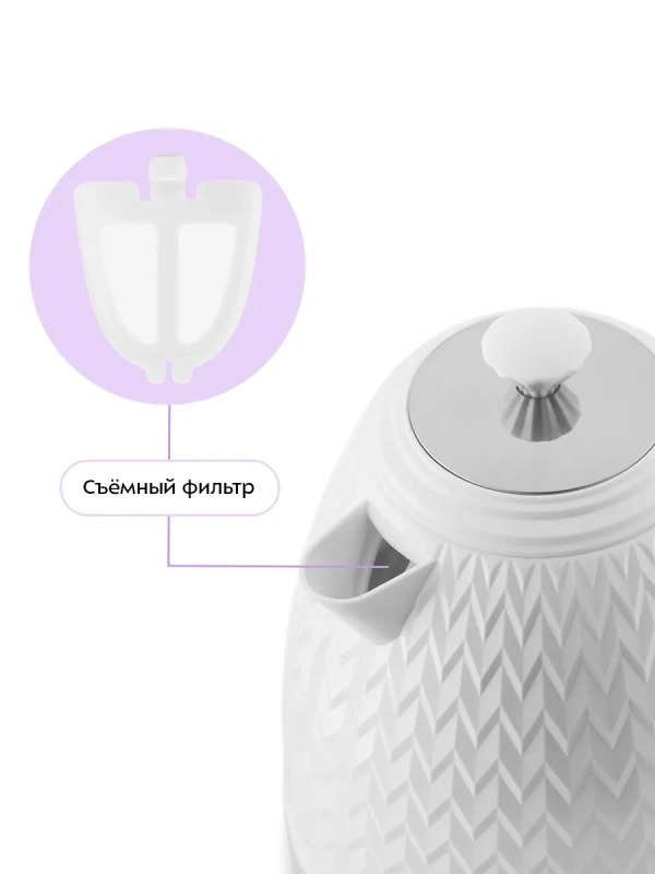 Чайник электрический белый КТ-681 - 1.7 л