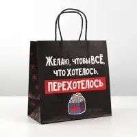 Пакет подарочный новогодний &laquo;Чтобы всё хотелось&raquo;, 22&times;22&times;11 см