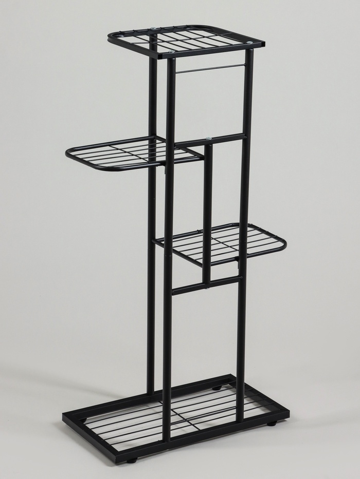 Подставка для цветов Greengo, 4 полки, 43 × 22 × 82 см, напольная, металл, чёрная